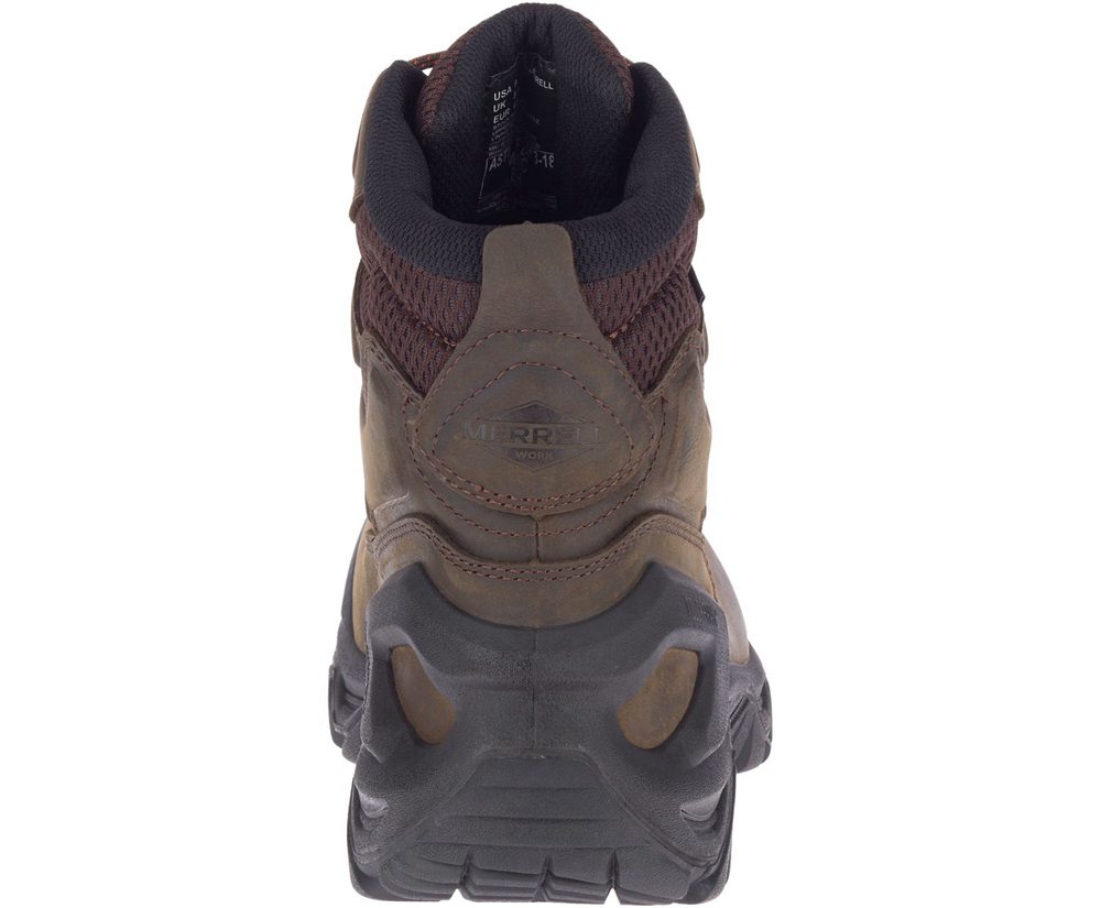 Merrell Work Boots Brown - Strongfield Leather X 7\" Waterproof Comp Toe - Mens 26JMOFWSP